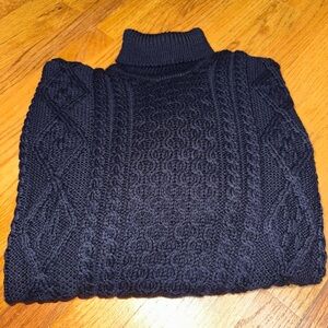 Navy Merino Wool Irish knit Fisherman’s Sweater